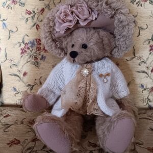 Elegant Brown Stuffed Bear with White Sweater